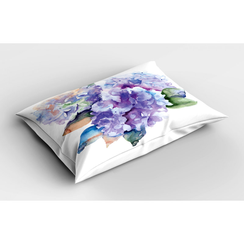 Violet Blue Hydrangea Watercolor Polyester Pillow Sham