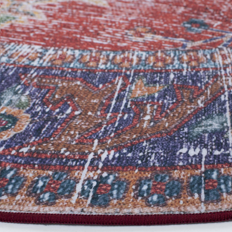 Tapis rouge / bleu marine Ziebarth 161 M / W S / R, Tapis de couloir 2 pi 6 po x 8 pi