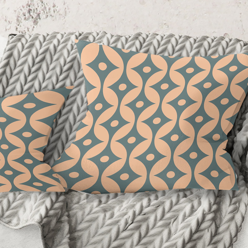 Coussin décoratif à motif rétro Mid-Century, 18 po x 18 po
