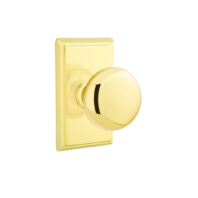 Ensemble de boutons de passage Emtek avec rosette rectangulaire et bouton Providence, Laiton brillant