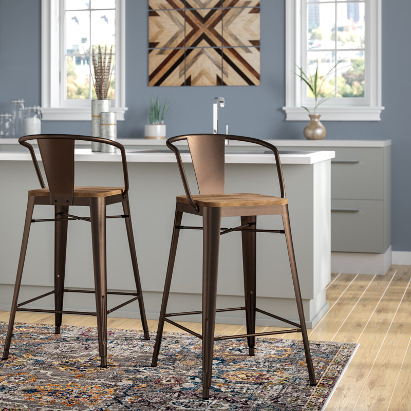Counter Stool with Metal Frame, Brown