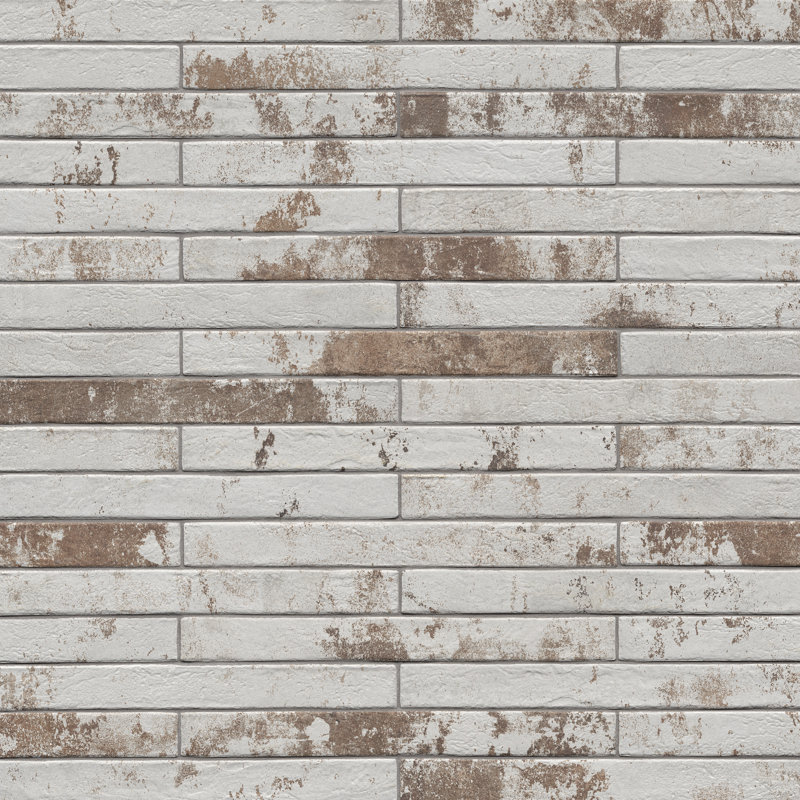 Montello 2 in. x 18 in. Matte Porcelain Brick Look Floor and Wall Tile, Chalk