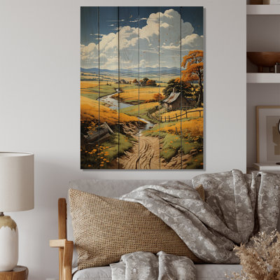 Allemagne, campagne allemande, champ II - Allemagne, reproduction sur bois de pin naturel