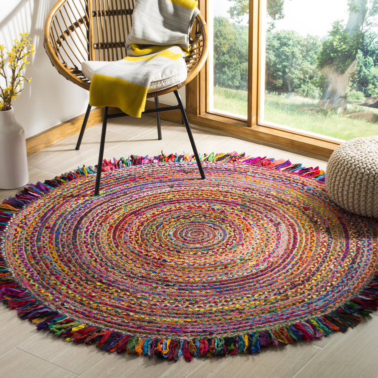 Abhay Hand Woven Cotton/Jute Rug in Ivory/Red