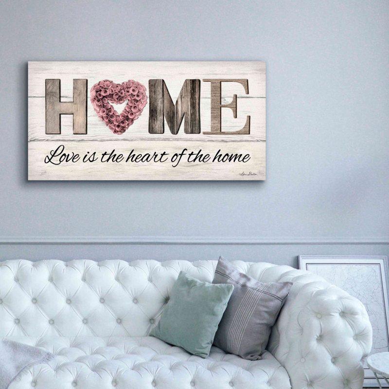 «Love is the Heart of the Home» par Lori Deiter, art mural sur toile, H 30 po x l 60 po x P 1,5 po