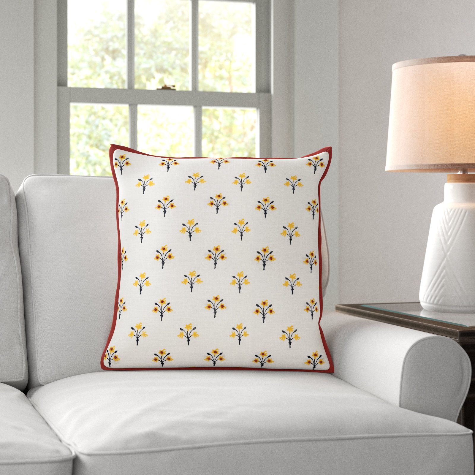 Devere Embroidered Cotton Throw Pillow