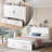 Queen Murphy Bed Cabinet with USB & Storage, Foldable Mattress for Guest Room-1479910119