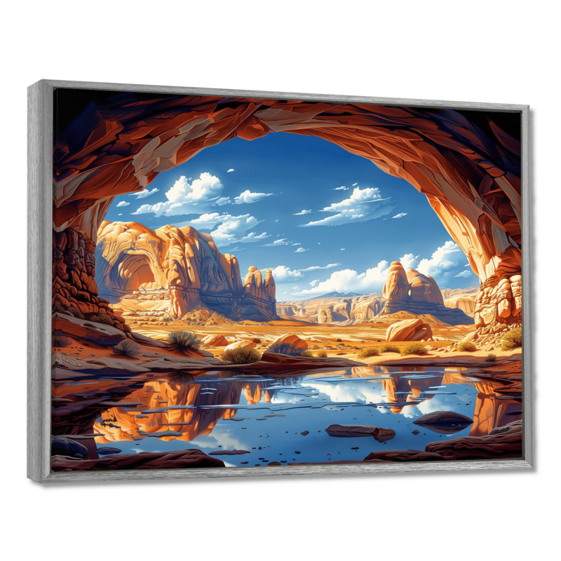 «Arches National Park Desert Caves Landscape II - Canyon», reproduction d'art, Toile argentée avec cadre flottant