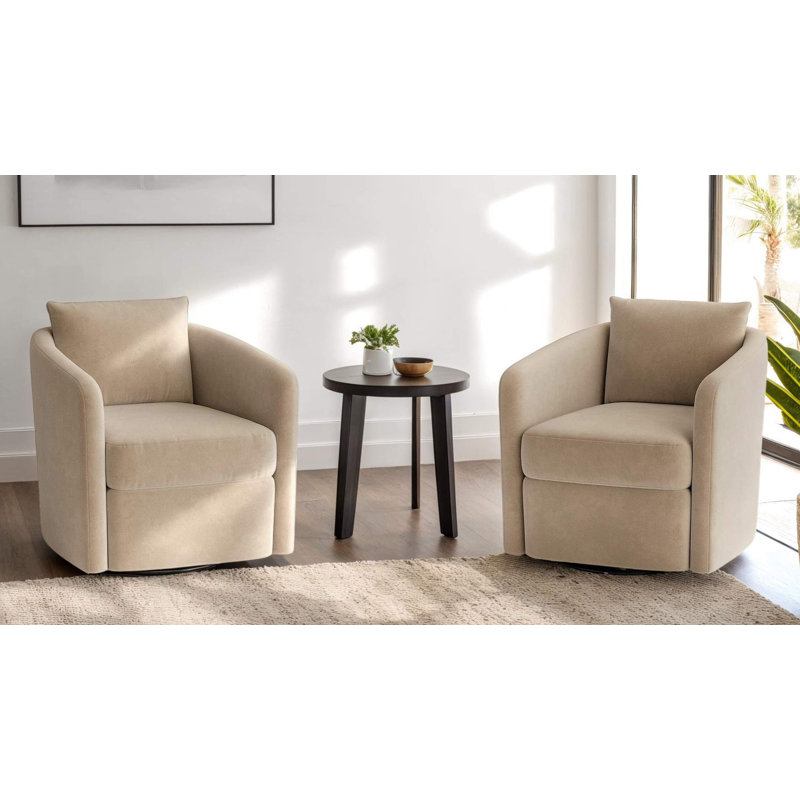 Astrid Swivel Chair, Velvet - Beige
