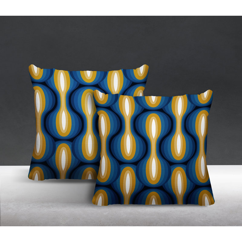 Coussin décoratif intérieur / extérieur Ikat, L 17 po x H 17 po, Jaune