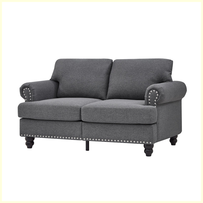 Canapé moderne avec accoudoirs et clous, Gris