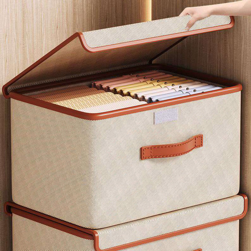 Storage Bins with Lids, Foldable Linen Fabric Storage Boxes with Lids, Collapsible Closet Organizer Containers with Cover for Home Bedroom Office