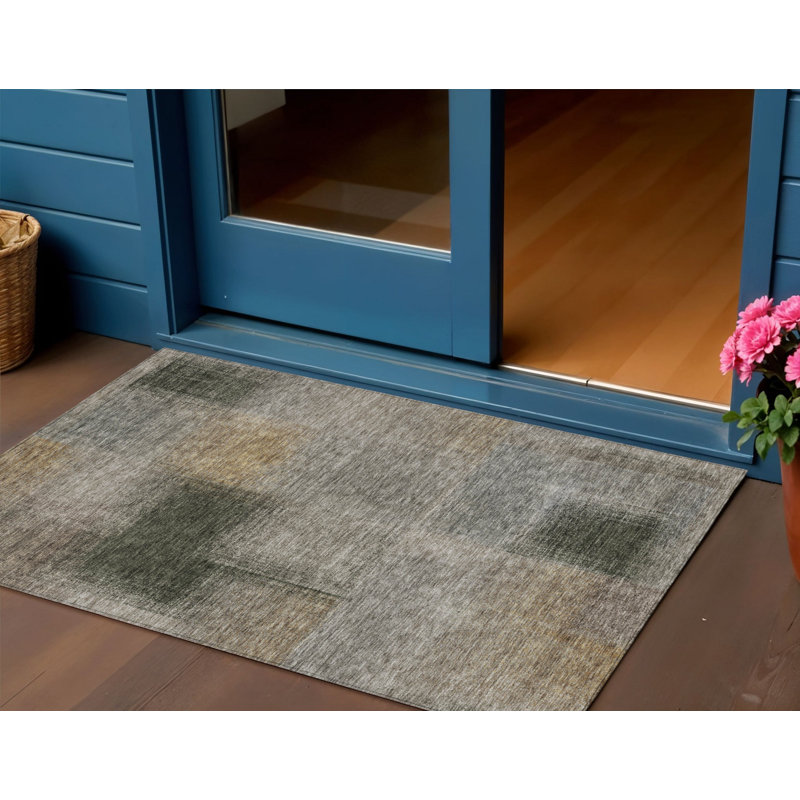 Tapis intérieur lavable abstrait 3 pi x 5 pi beige