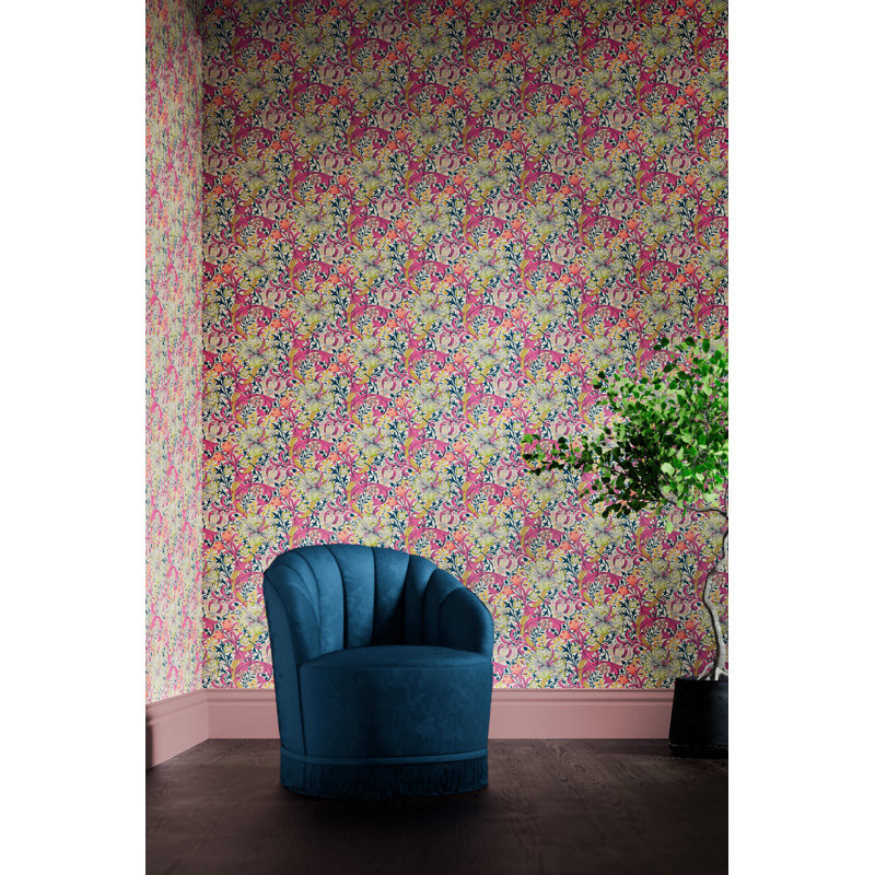 Golden Lily Wallpaper, Pink Fizz