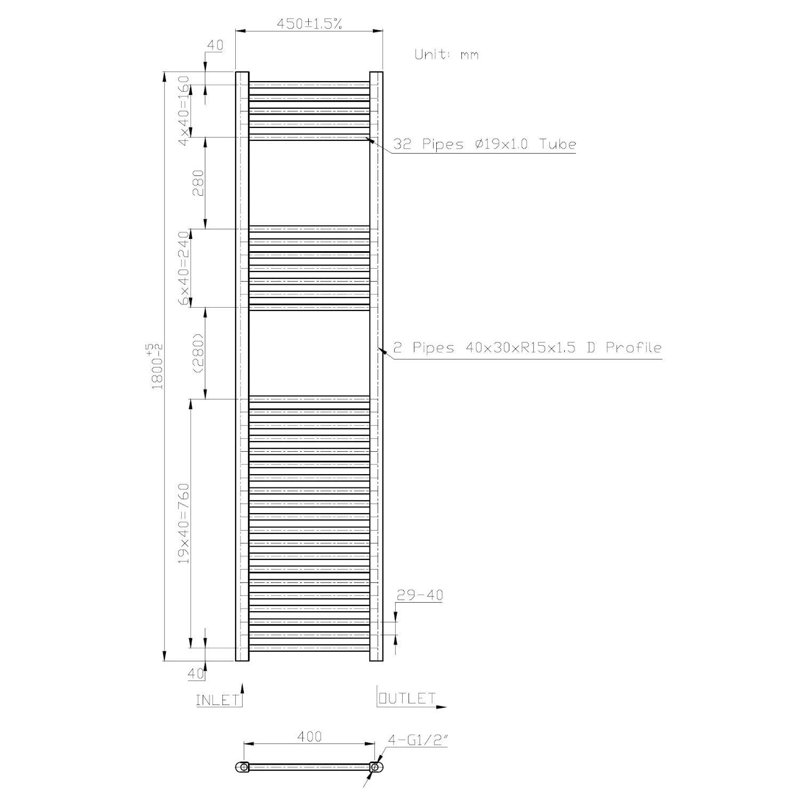 Esparza Straight Towel Rail Heated Towel Rails