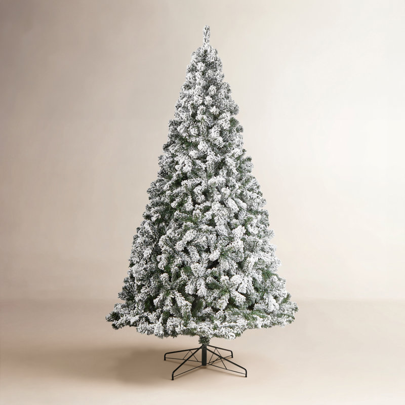 Sapin de Noël floqué avec lumières DEL, H 9 pi