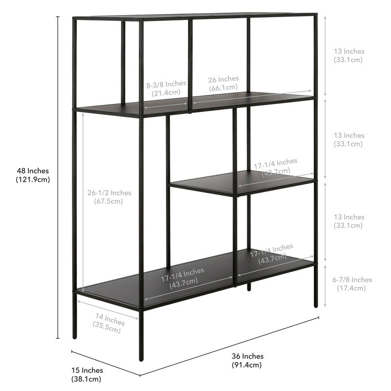 Winthrop 121.92cm H x 91.44cm W Steel Standard Bookcase, Blackened Bronze