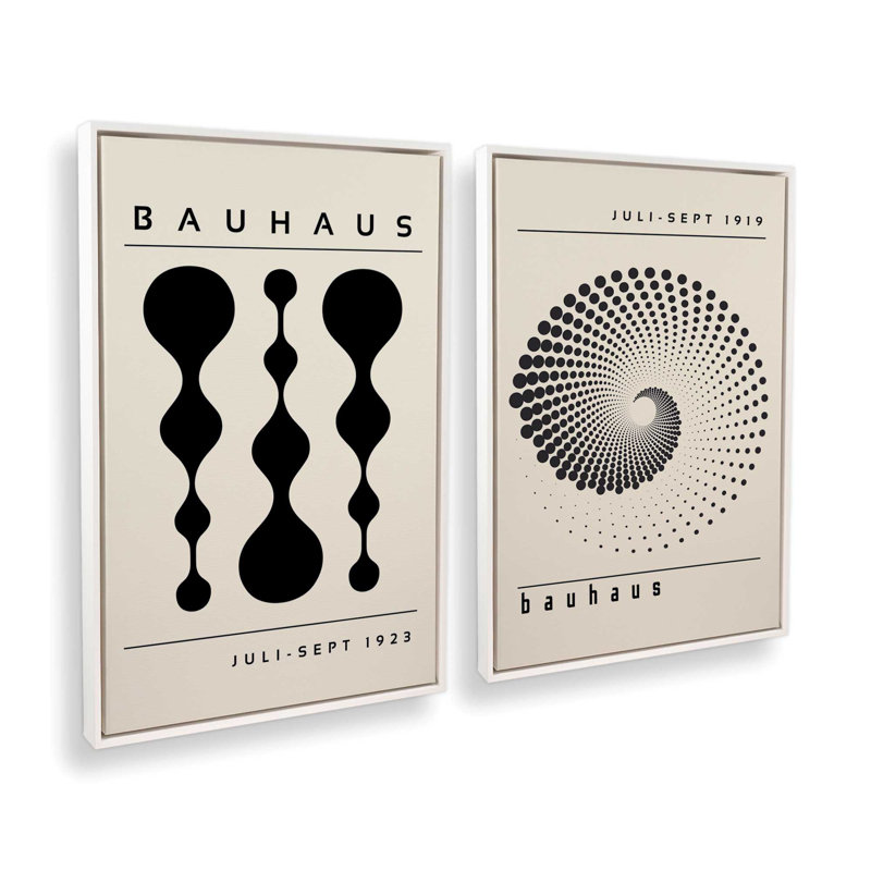 Ensemble de 2 Bauhaus in Motion Duo, Cadre flottant blanc opaque, H 13 po x l 18 po x P 1,75 po