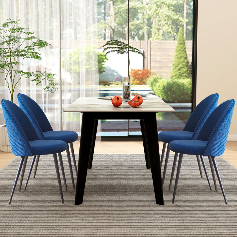 Velvet Upholstered Side Chair, Blue