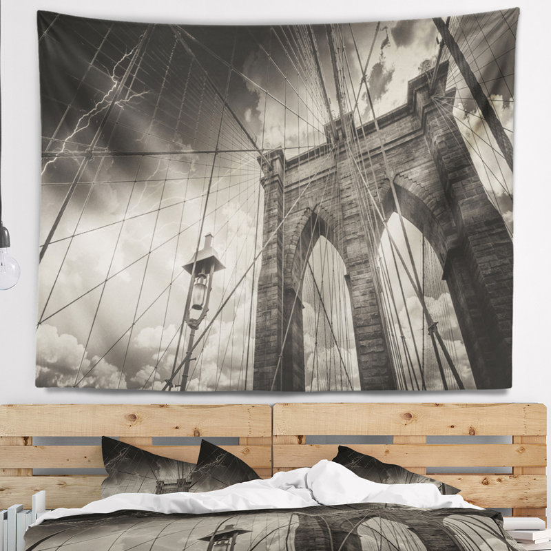 Vue cityscape vers le haut du tapisserie bridge brooklyn, H 50 po x l 60 po
