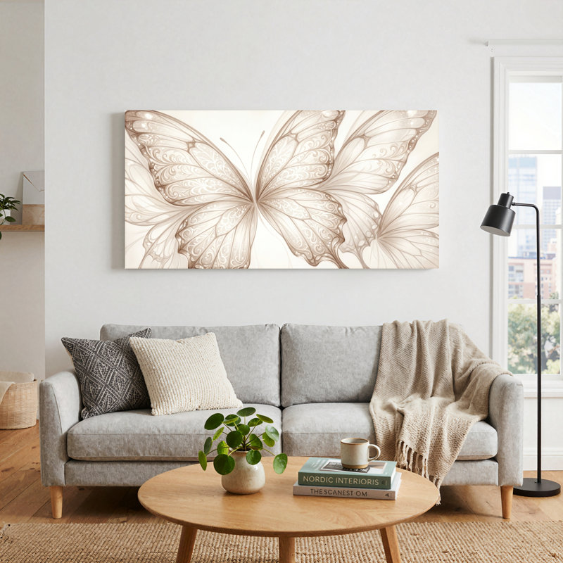 Ensemble de 1 tableau sur toile Ailes de papillon, L 40 po x H 20 po, Toile tendue
