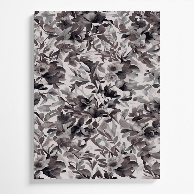 "Abstract Florals 7", art mural sur toile grise, H 11 po x l 14 po