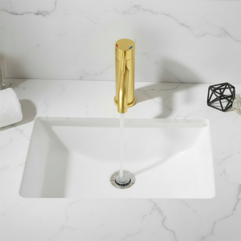 Modern Single Handle Bathroom Vanity Faucet(Set of 2), Brushed Gold