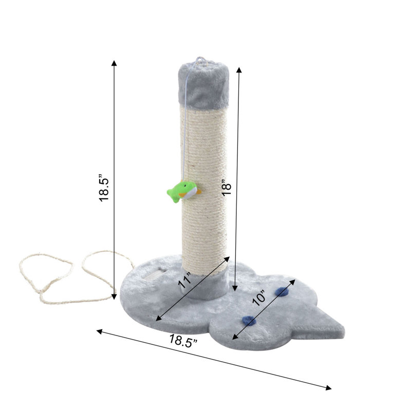 19'' Gray Sisal Cat Tree with Mouse Base