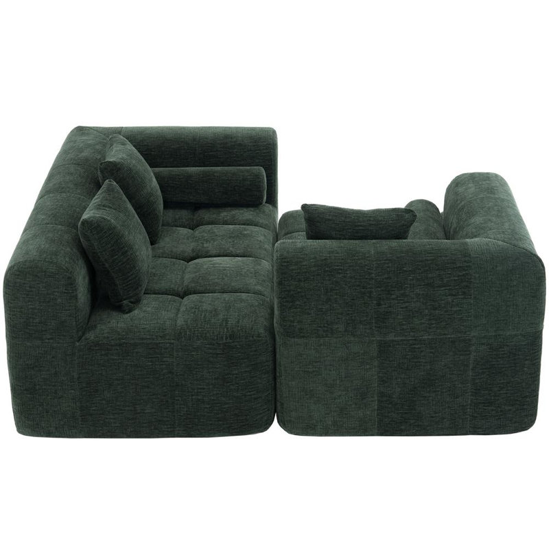 2 - Piece Upholstered Sectional, Green Chenille