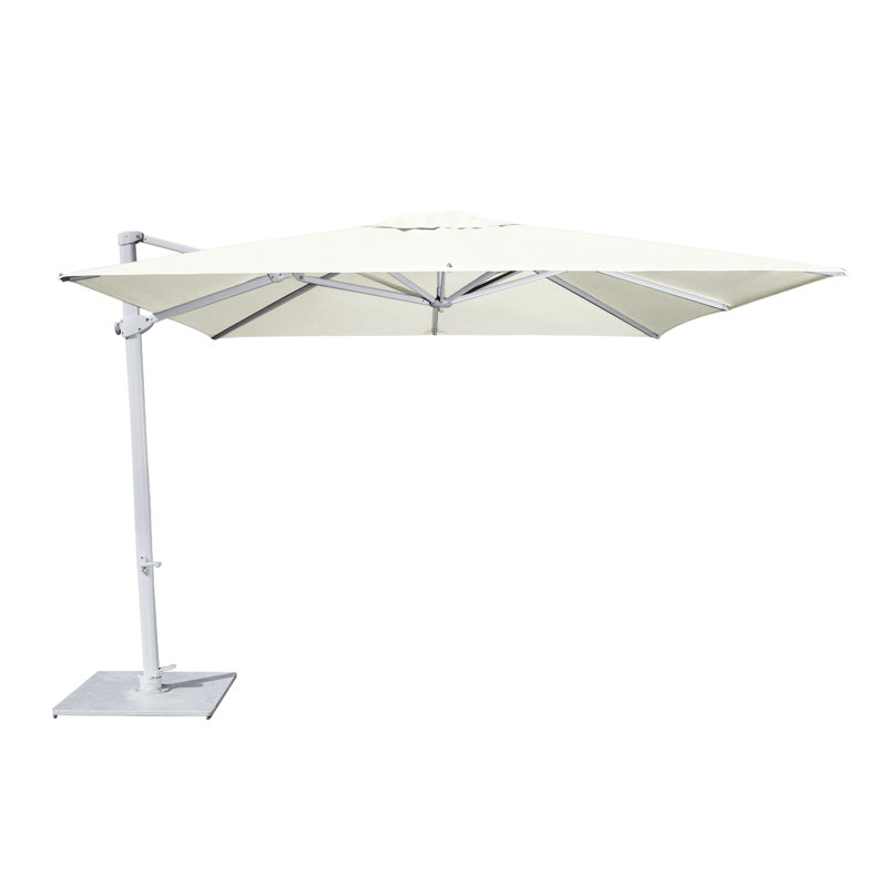 Pavone 10' Square Cantilever Umbrella (Grip Handle), Double Stack Plate - Medium, Natural, Grey