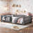 Twin Size Kids Floor Bed With Fence And Built-in Bookshelf,Twin Size Montessori Floor Bed With Slats And Safety Guardrail,Easy Assemble Montessori Beds for Kids,Gray-1949013746