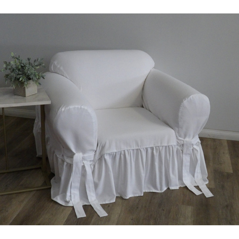 Housse pour fauteuil à coussins carrés/rectangulaires, 100 % coton blanc
