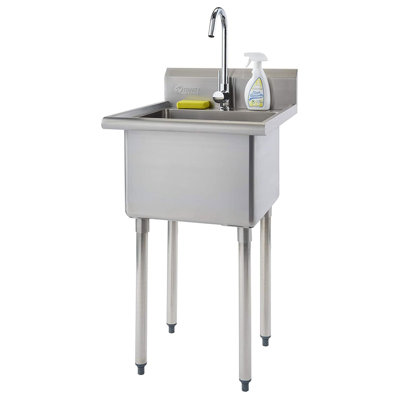 24'' L x 21.5'' W Freestanding Laundry Sink with Faucet