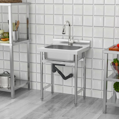 25" L Commercial Stainless Steel Utility Sink Kitchen Yard Utility Sink