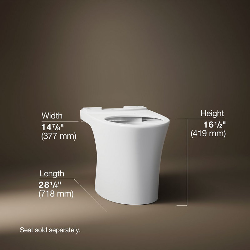 Veil Elongated Toilet Bowl With Skirted Trapway, White