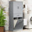 Rangement de salle de bain gris avec 2 buanderies, armoire, tablette peinte, tablette réglable, basculement, portes et tiroir-121042277