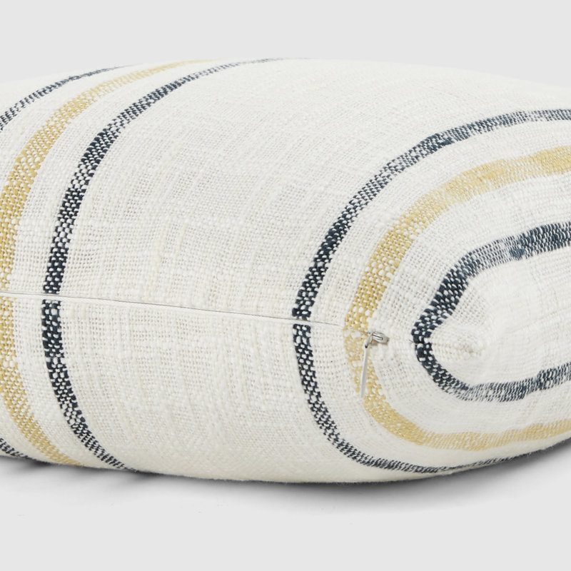 Mustard Yarn-Dyed Cotton Square Throw Pillow Set