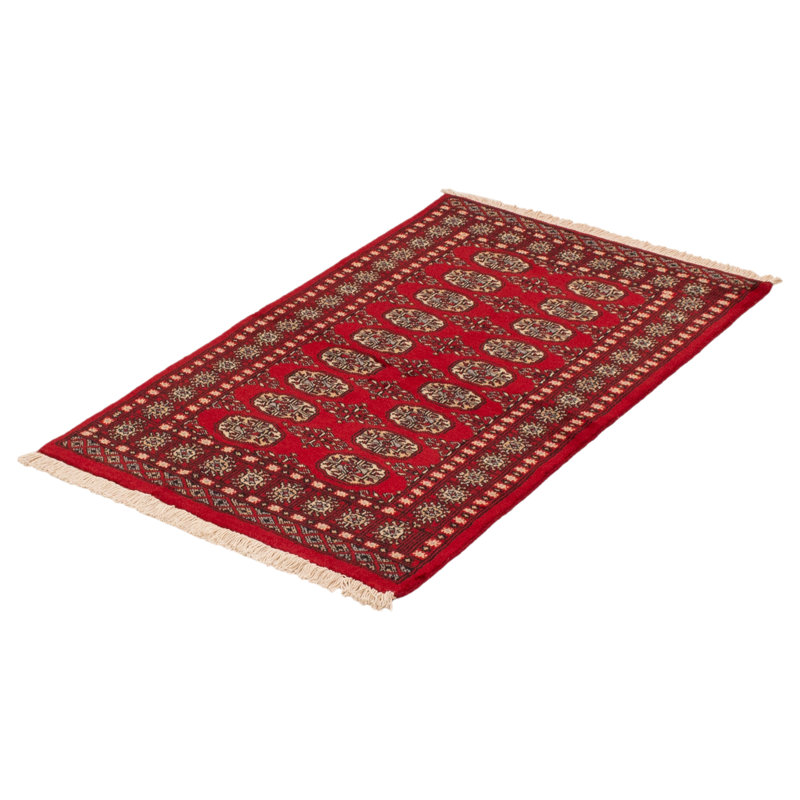 Tapis rouge foncé en laine noué à la main de conception unique 3 pi 2 po x 5 pi Peshawar