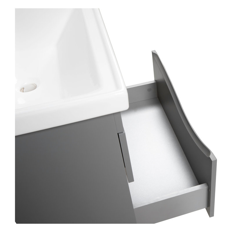 Huld 25.6'' Single Bathroom Vanity with Ceramic Top with Mirror