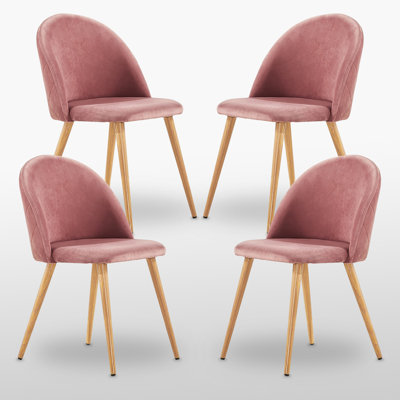 Heavener Modern Velvet Dining Chairs - Ergonomic Upholstered Curved Back with Solid Wooden Legs - Side Chair for Kitchen Living Room Dining Room