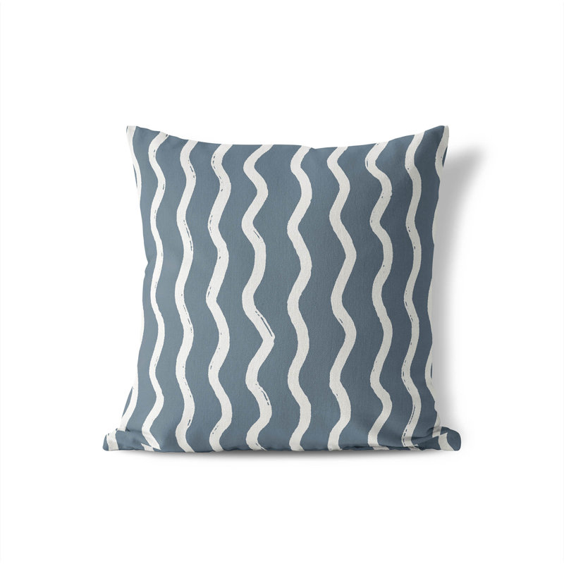 Wiggle Row Ivory Charcoal Throw Pillow, Blue, 18"H x 18"W