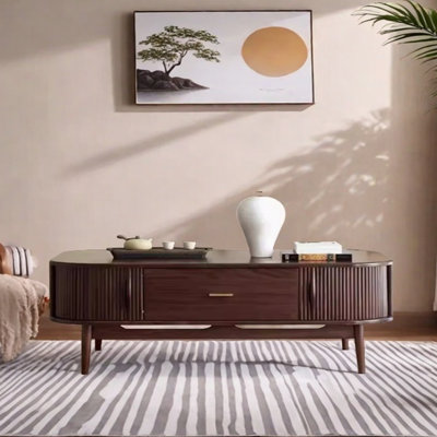 Solid wood coffee table with retro design