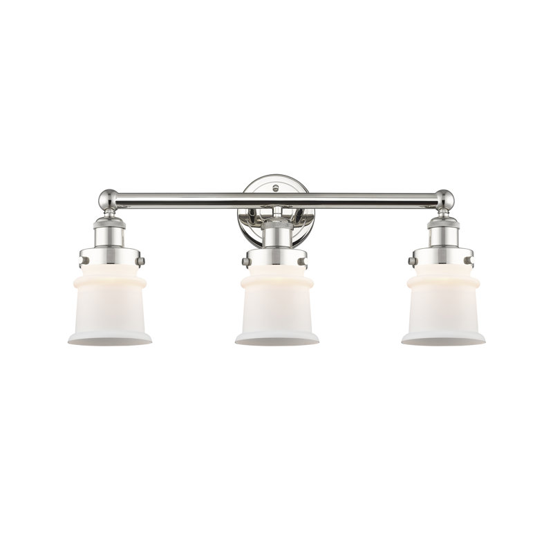 Petit luminaire pour salle de bain 3 lumières Cailen de la collection Edison, Blanc mat, Nickel poli