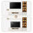 102.4'' Modern Entertainment Center for TVs up to 75 Inch, 3-In-1 TV Stand with Storage and Glass Cabinet, Media Console Set of 2 with 4-tier Bookcases for Living Room, White-1471135514-1490772158