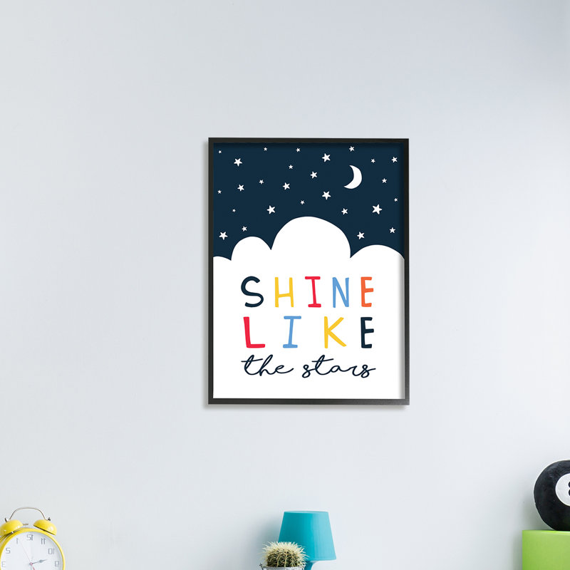Shine Like The Stars - Art textuel, H 30 po x l 24 po, Giclée encadrée noir minuit