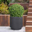 Concrete Effect Frostproof Outdoor Plant Pot, Garden Flower Pot, Cylinder Round Garden Planter with Drainage Holes, Outdoor Planter with Ribbed Pattern-93635350-93635348