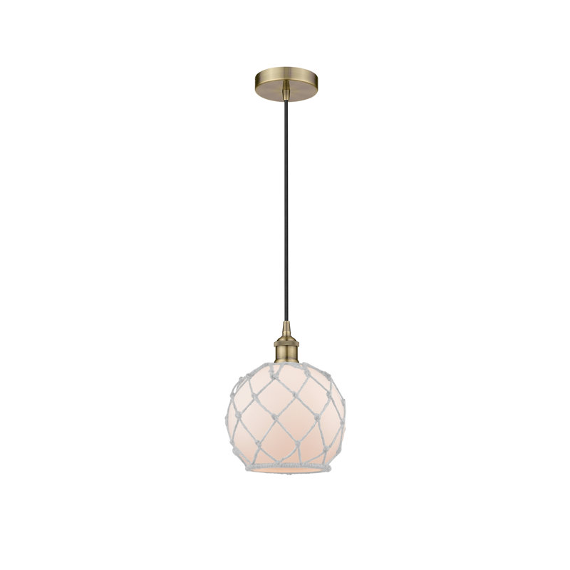 Bluford 1 - Light Single Pendant, White, 11" H x 8" W x 8" D, Gold