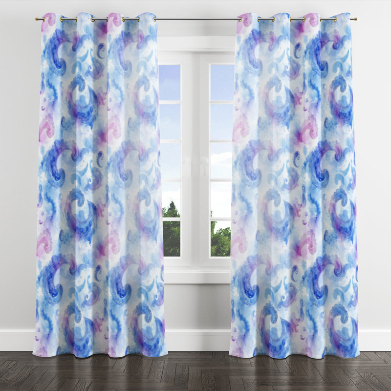 Boho Window curtains - Contemporary Boho Azel Grommet Curtain - 1 Panel, Gold Grommets, 52" W x 63" L
