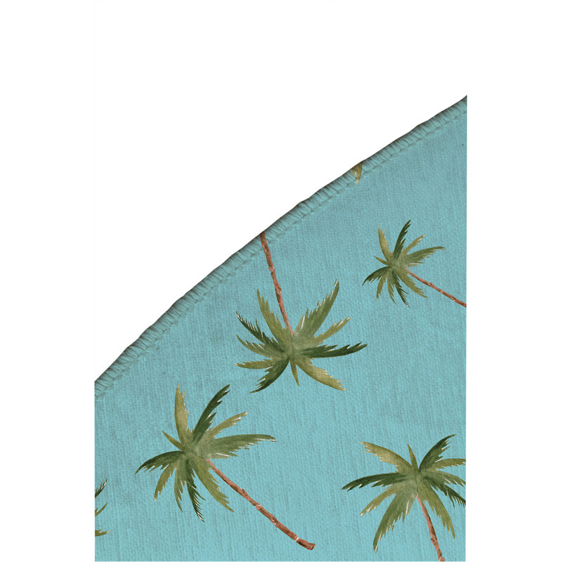 Summer Palms Outdoor Rug, Round 5'