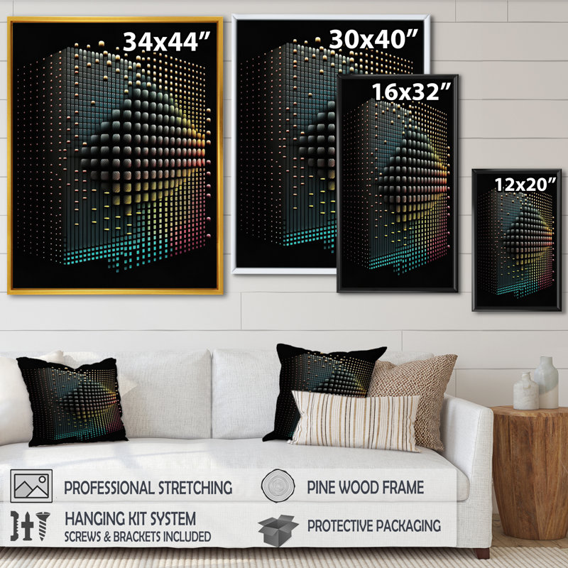 Luminogramme multidimensionnel III - reproduction sur toile, H 32 po x l 24 po x P 1 po, Toile avec cadre flottant noir